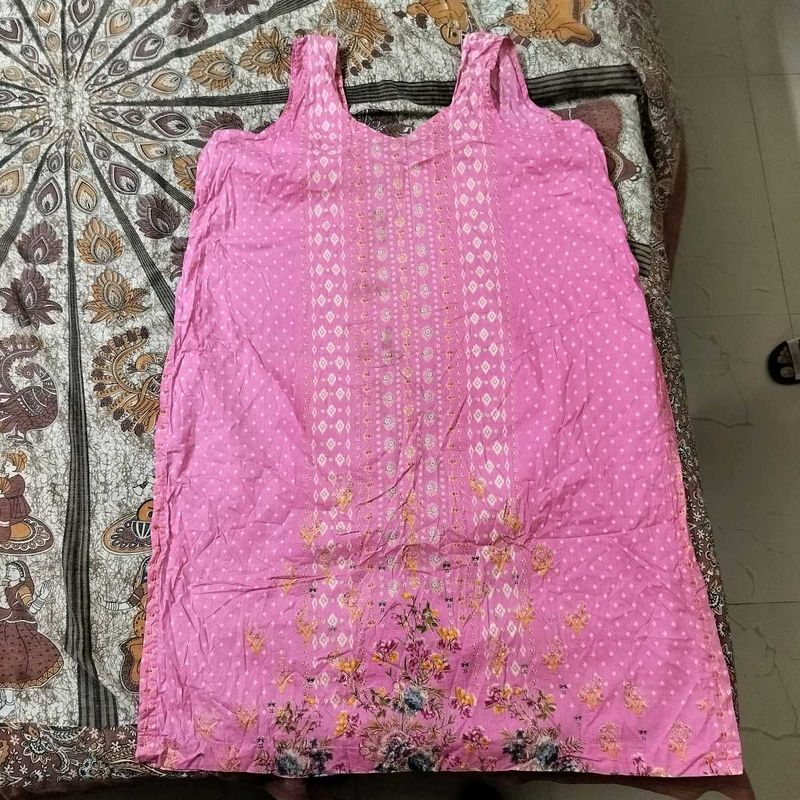 Pink Kurta with Floral Print