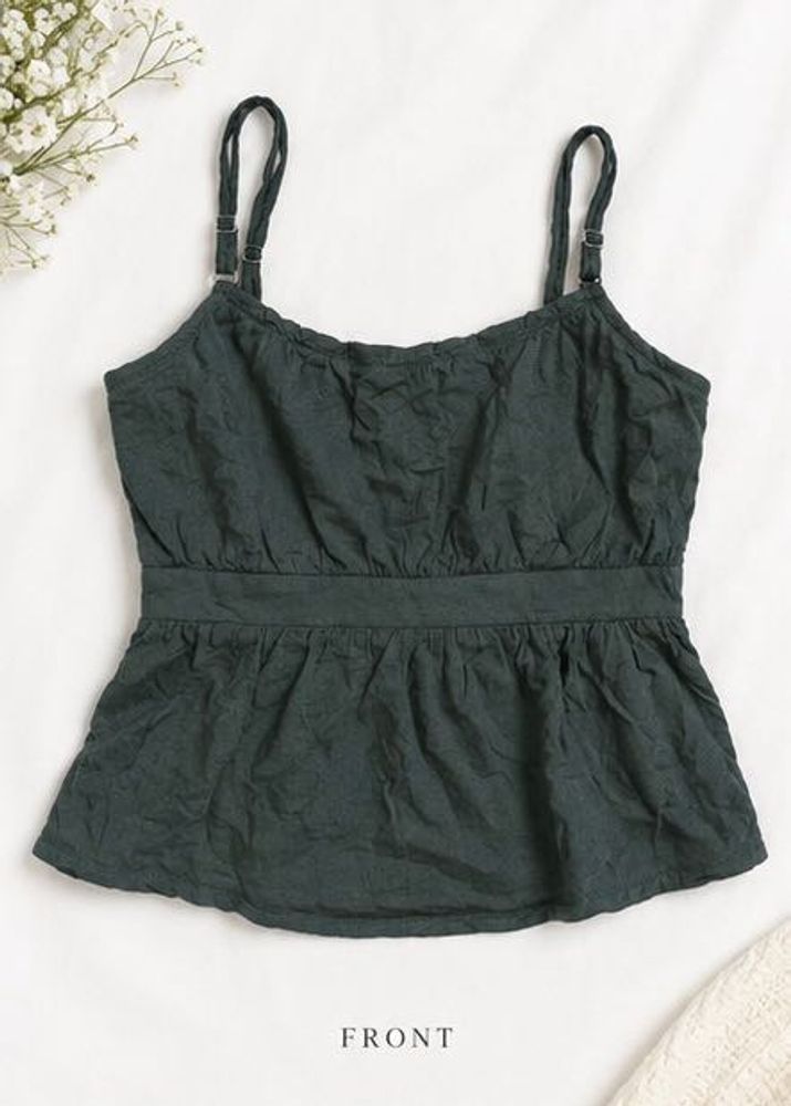 Stylish Dark Green Spaghetti Strap Top