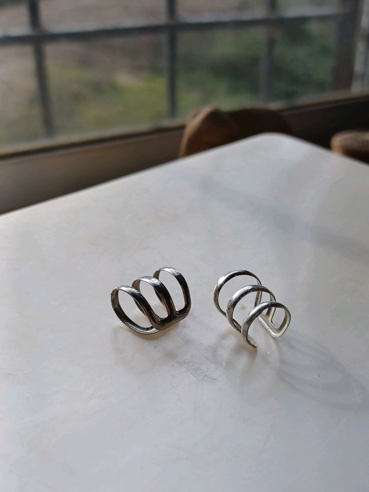 Silver Three Lines Ear Cuffs
