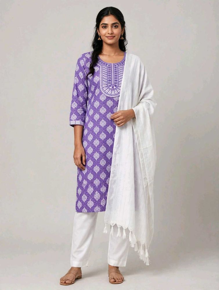 Beautiful Purple Kurta Set with Dupatta(new)