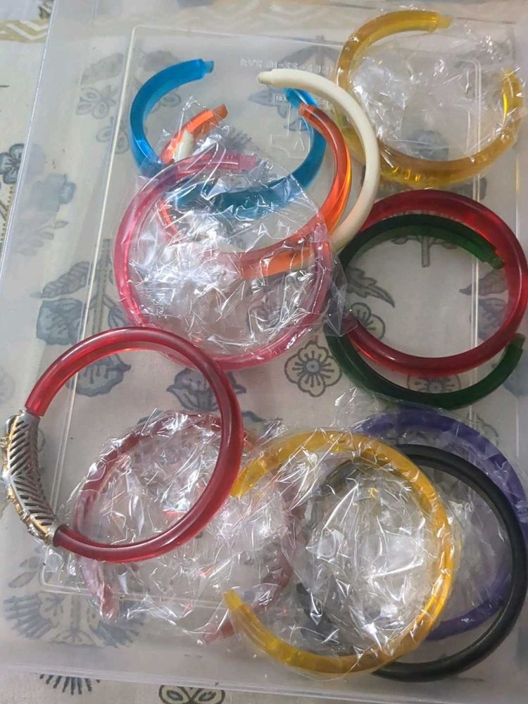 Colorful Plastic Bangle Bracelets (Lot of 9)