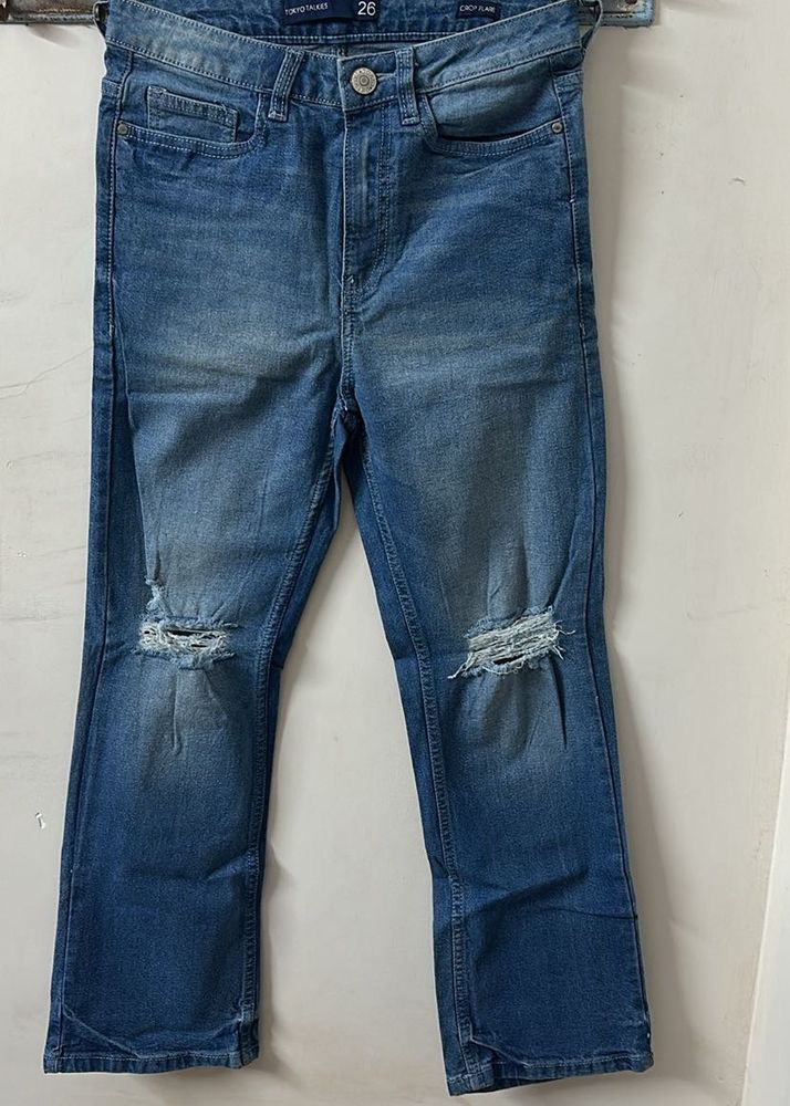 Trendy Distressed Blue Denim Jeans