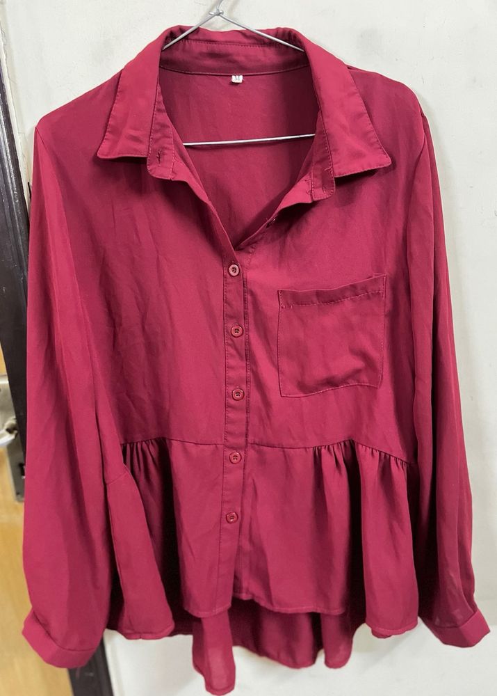 Maroon Peplum Top