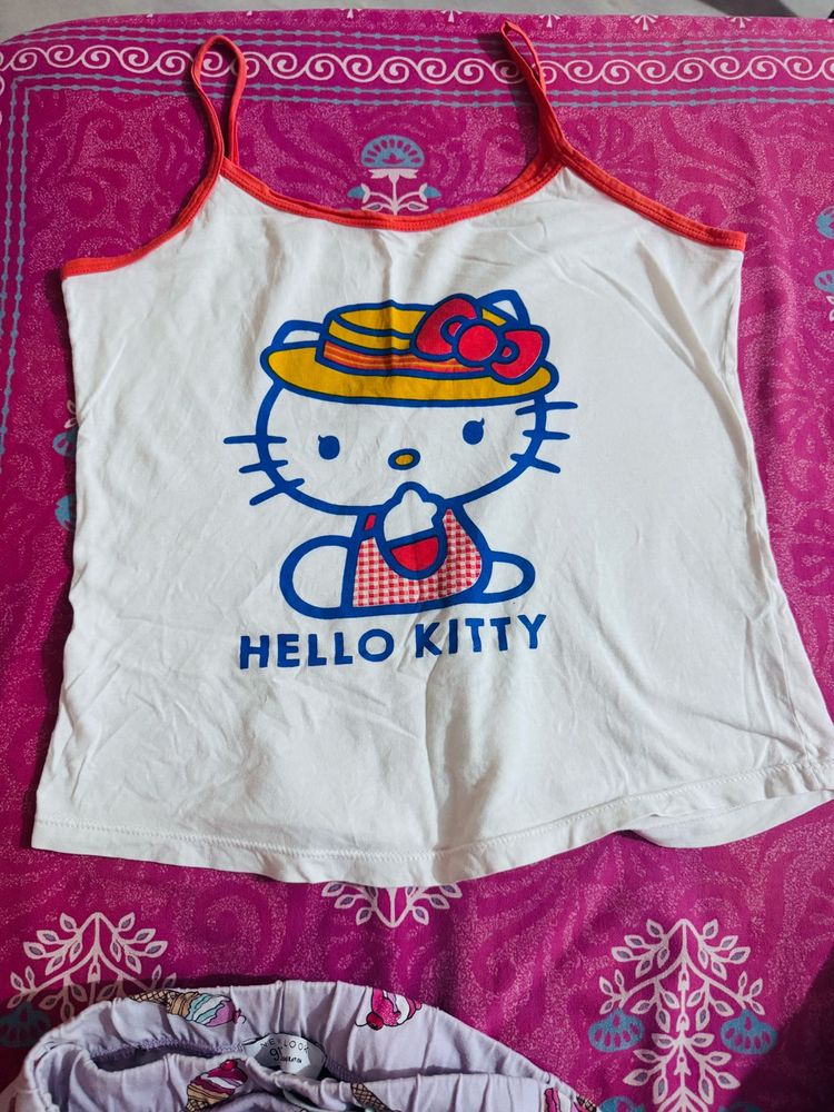 Cute Hello Kitty Cami Top and shorts set