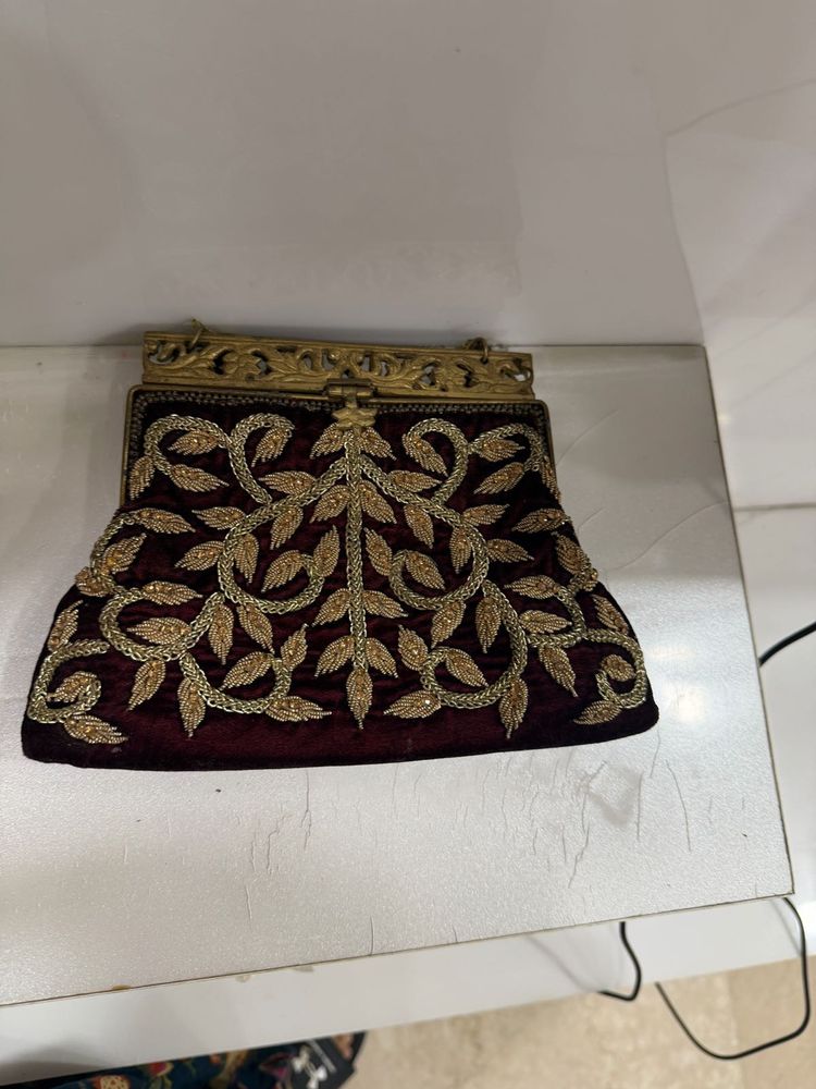 Embroidered Velvet Clutch