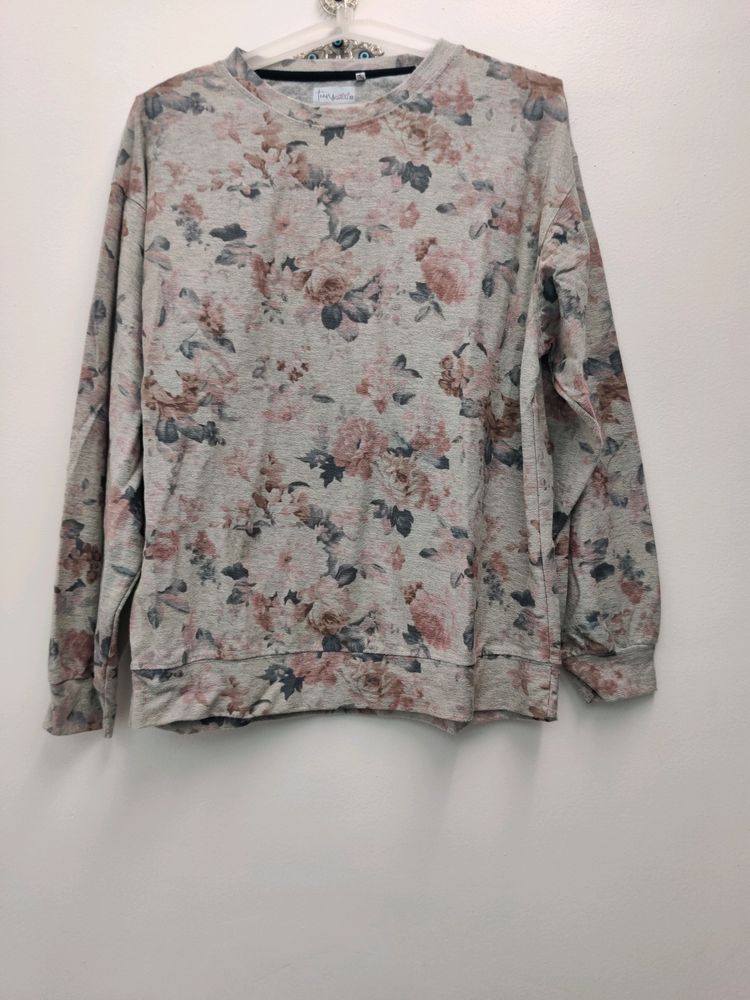 Womens Floral Print Sweat Shirt With Jeans...