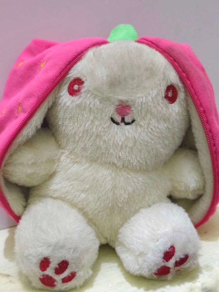Cute Bunny Plush Toy with Strawberry Hat