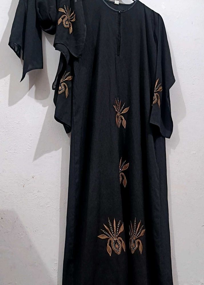 Black Abaya with Gold Embroidery