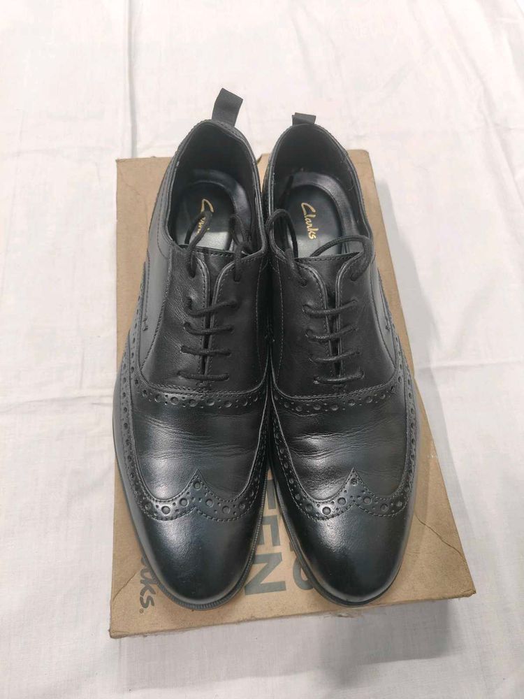 Clarks Black Leather Wingtip Brogues