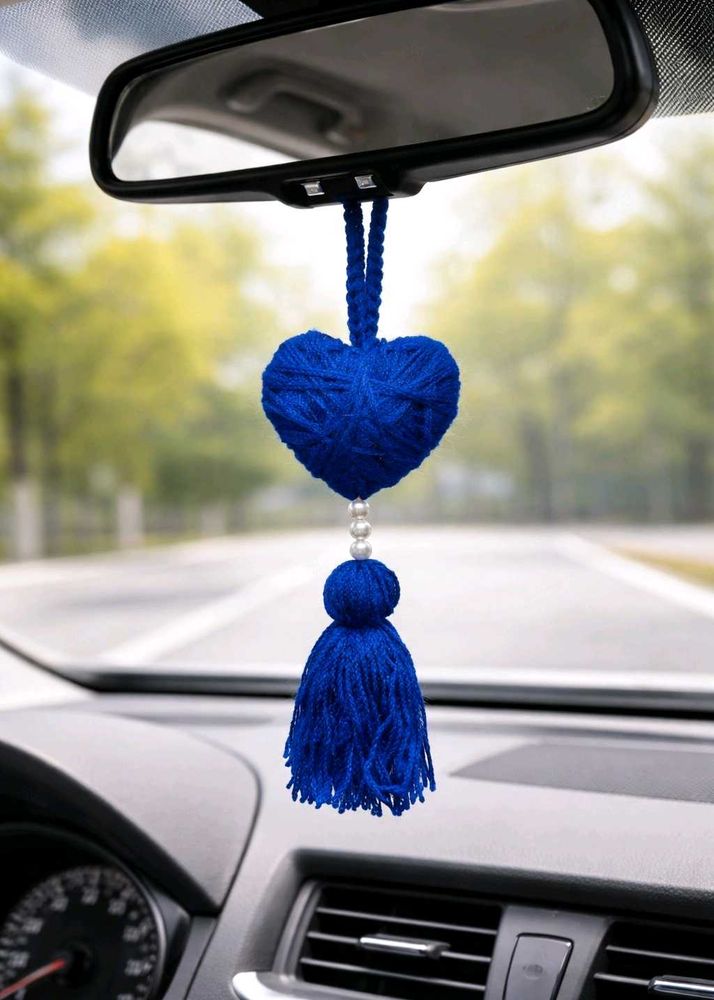 Blue Heart Car Rear View Mirror Charm