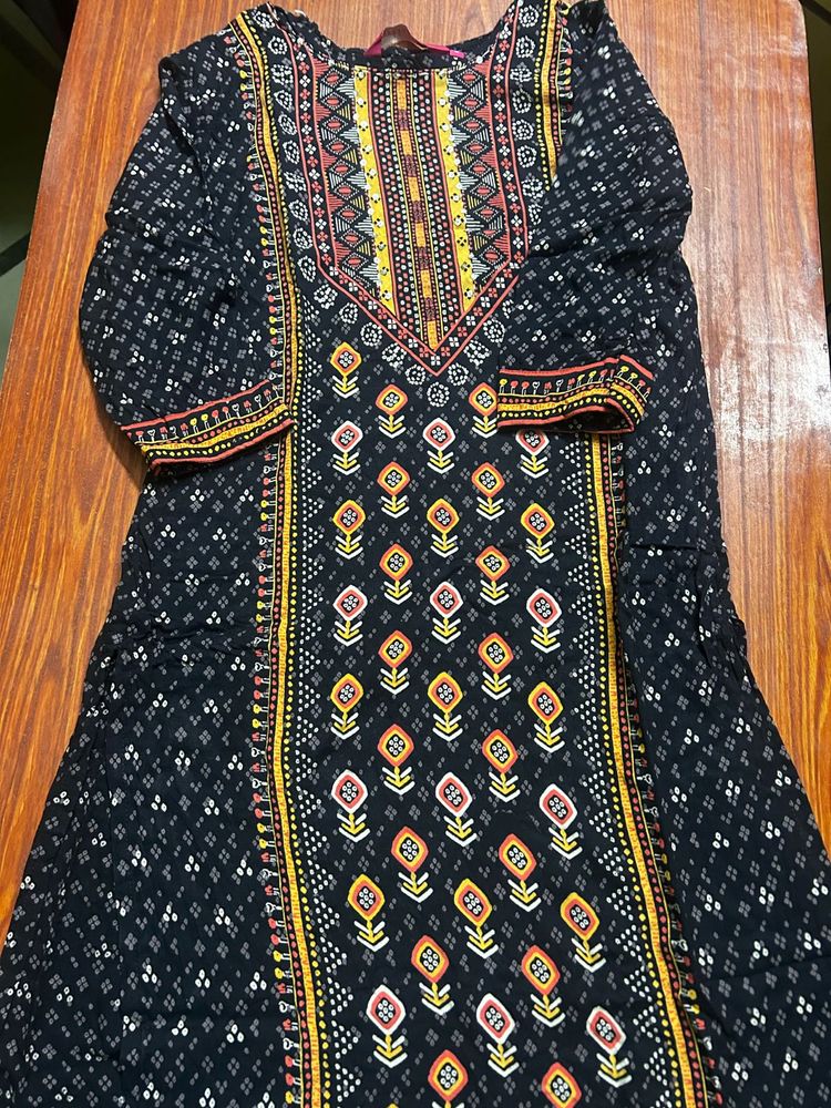 Black Printed Kurta