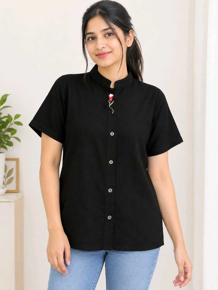 Chic Black Button-Up Top &amp; shirt