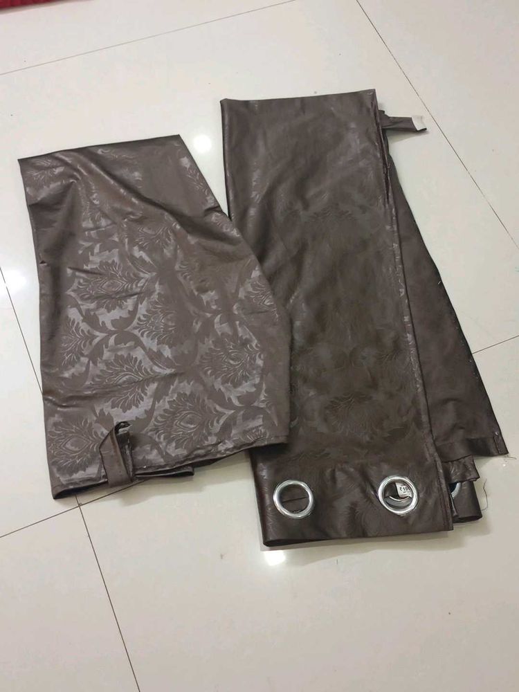 Brown Textured Curtains