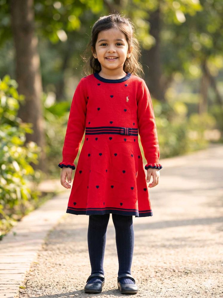 👗 Polo Sport Girls Red Knit Dress (Size 4Y) ❤️