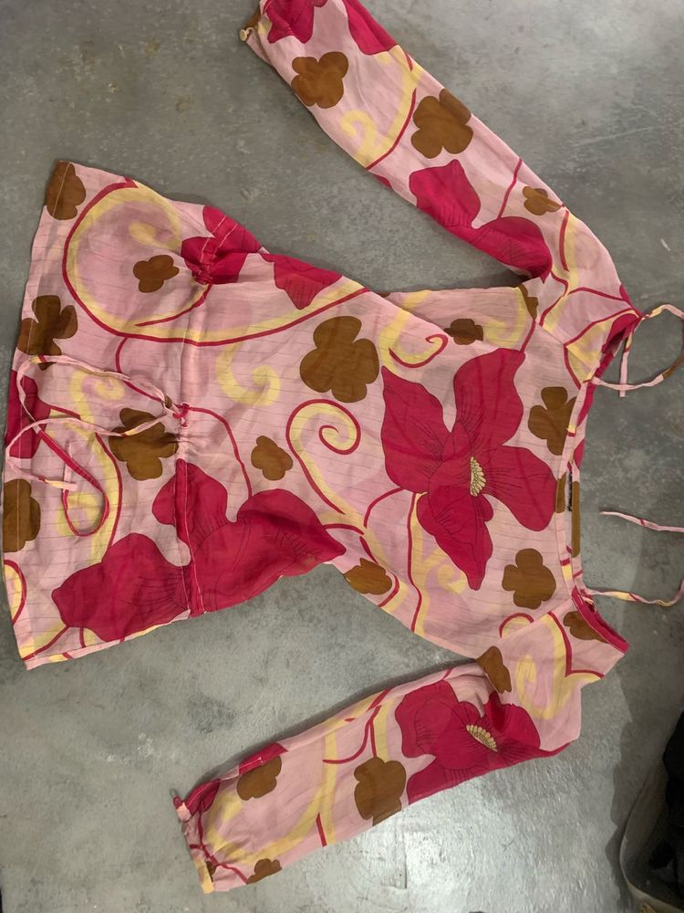 Sheer Floral Print Blouse