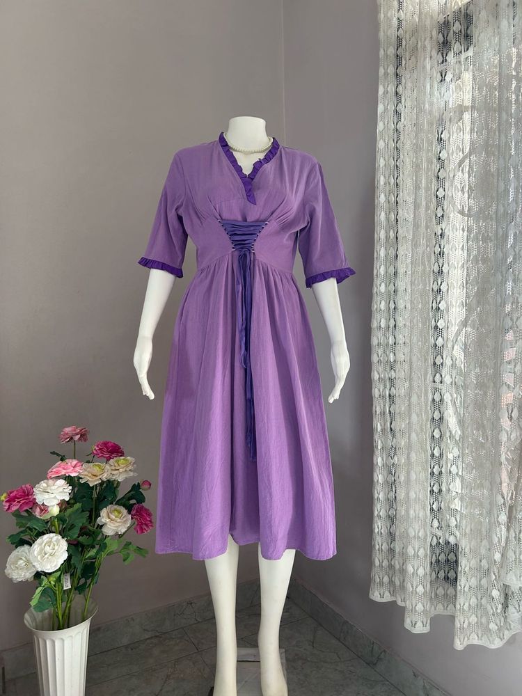 Lavender Lace-Up Corset Dress