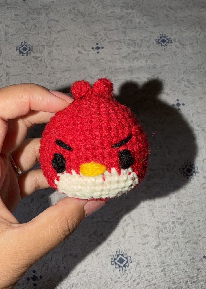 Handmade Crocheted Angry Bird Keychain