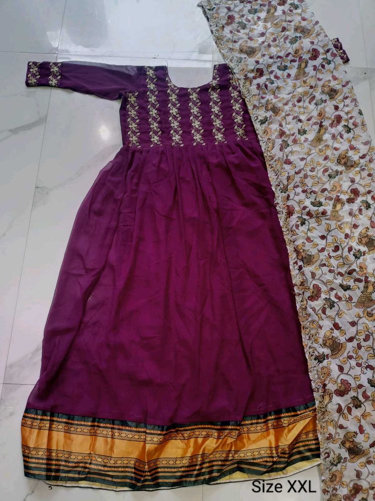 Elegant Embroidered Purple Gown
