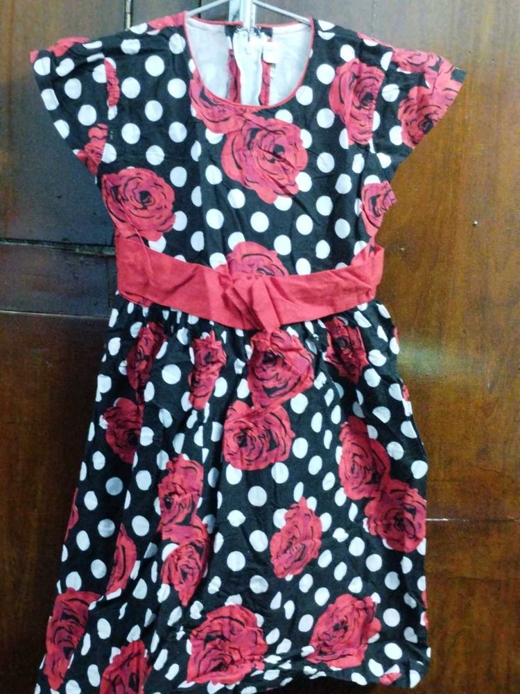 Cute Polka Dot &amp; Rose Dress