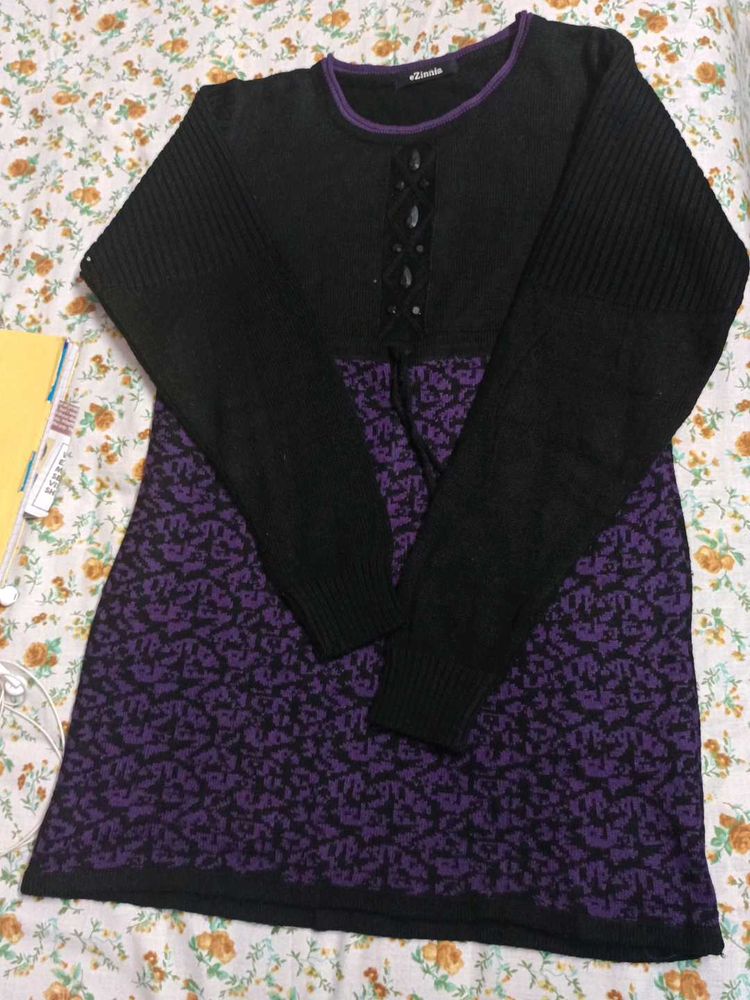 New Stylish Black &amp; Purple Dress