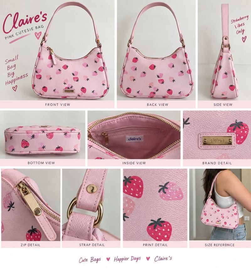 Claire's Pink Strawberry Shoulder Bag (never used)