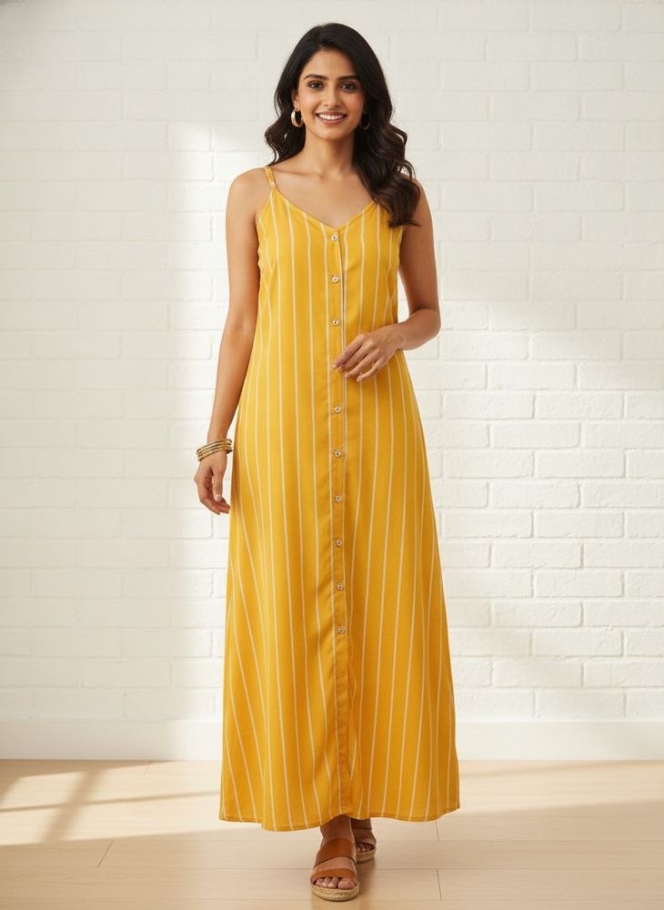 Yellow Striped Maxi Dress