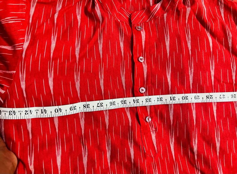 red Ikat Print Tradional Kurta