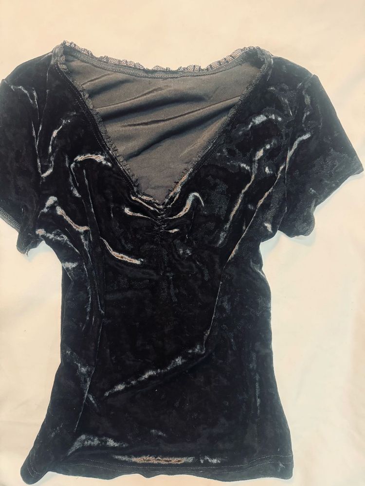 Black Velvet Short Sleeve Top