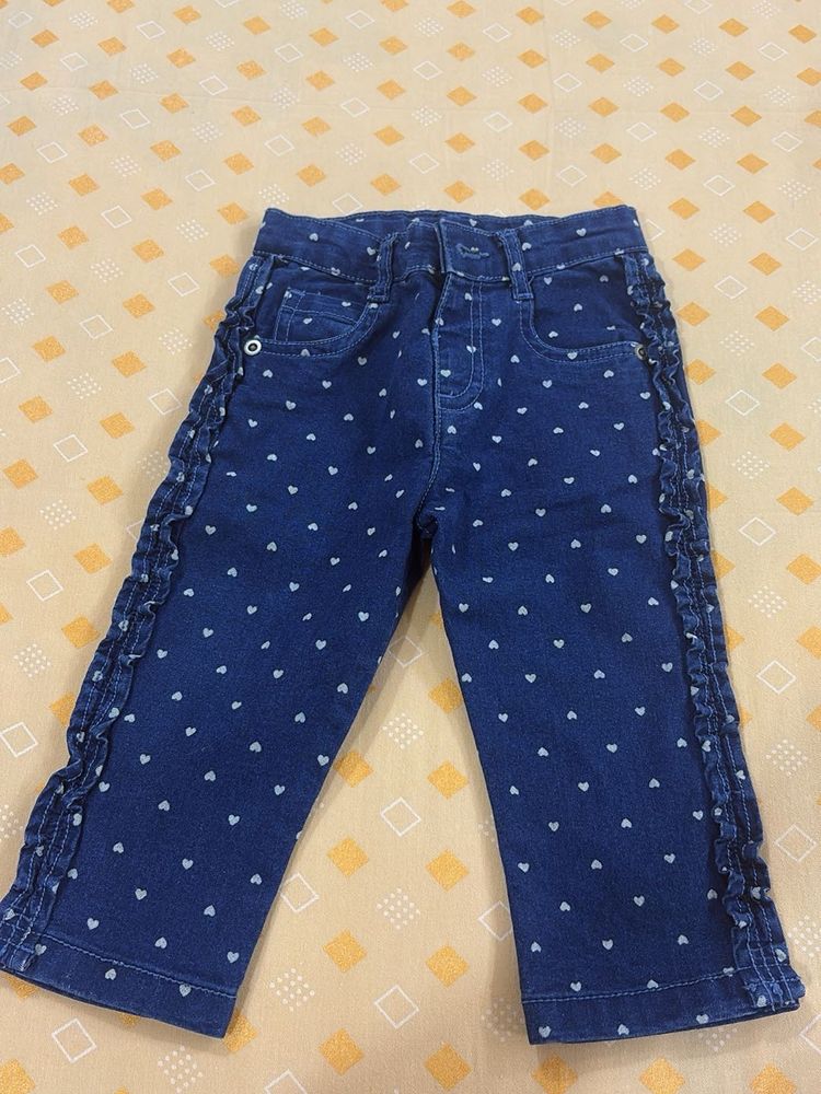 Cute Heart Pattern Denim Jeans