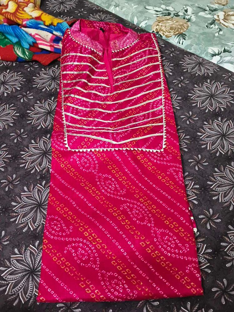 Vibrant Pink Bandhani Kurta