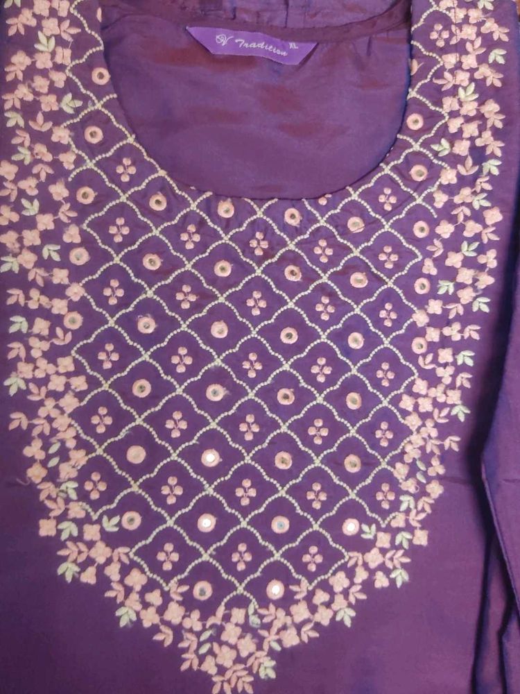 Elegant Purple Embroidered Kurta Set