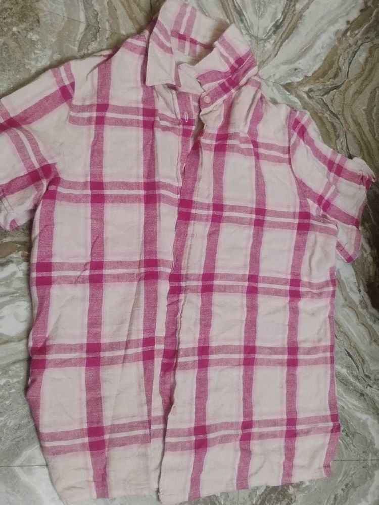 girls  Plaid Short Sleeve Shirt