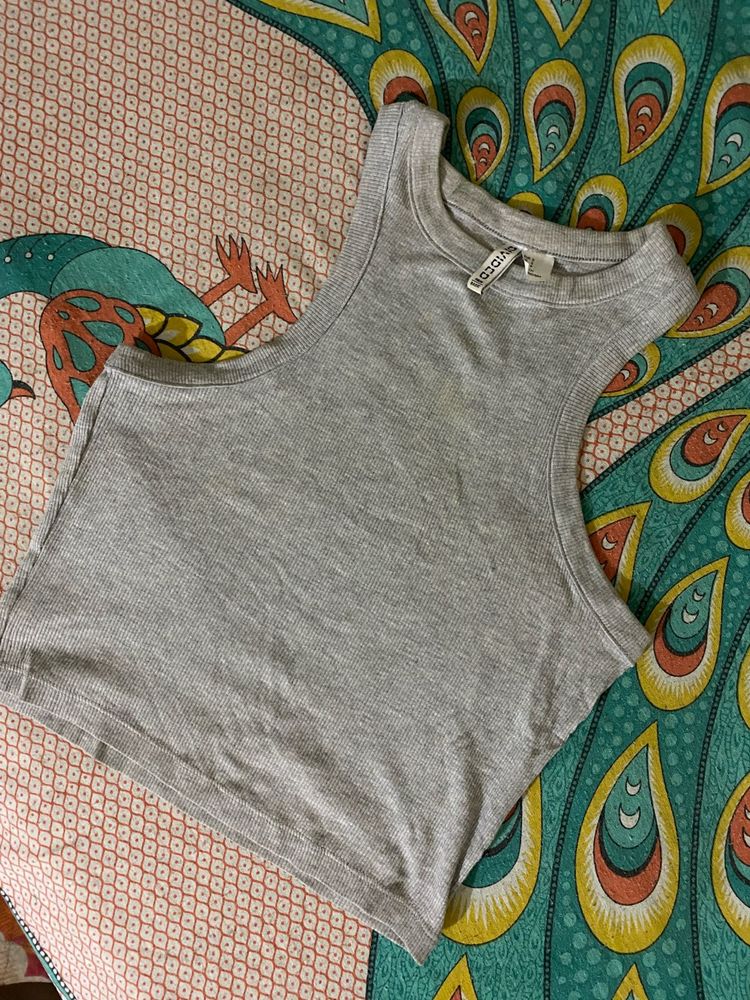 Grey Ribbed Tank Top