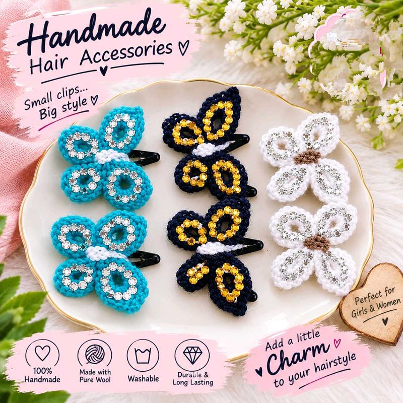 Handmade Butterfly Hair Clips Set