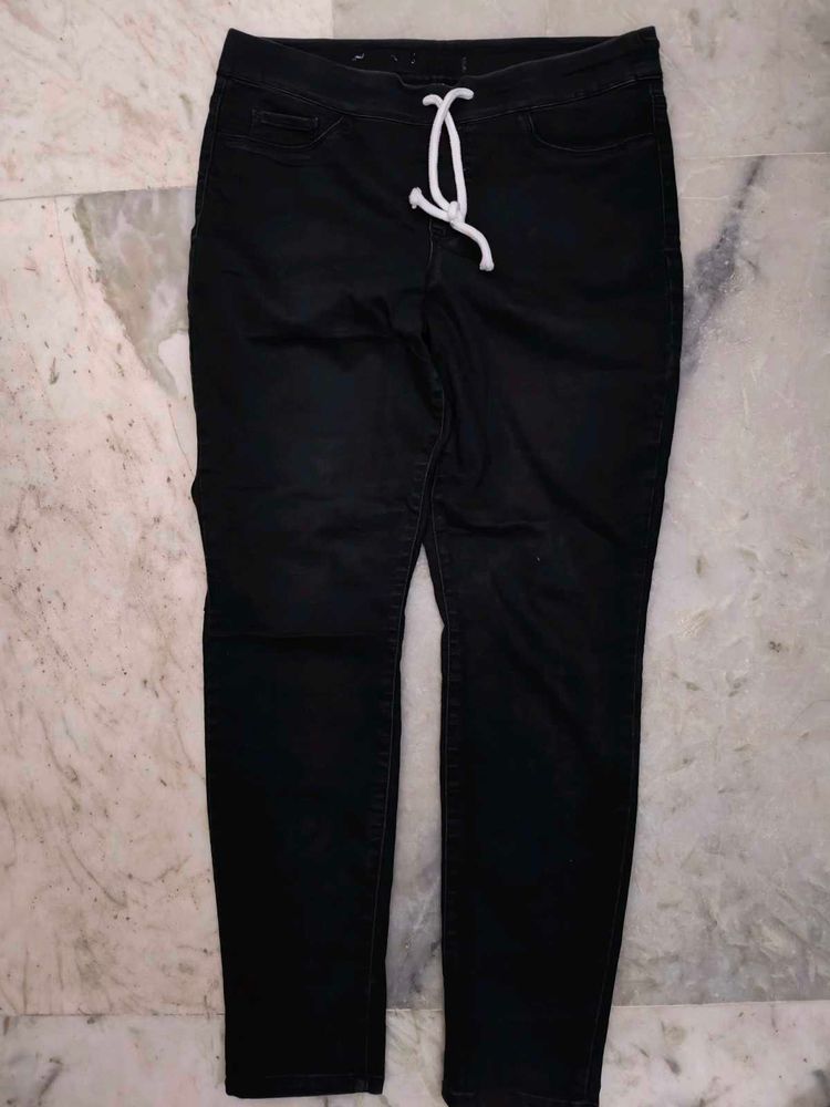 Black Jogger Jeans with Drawstring