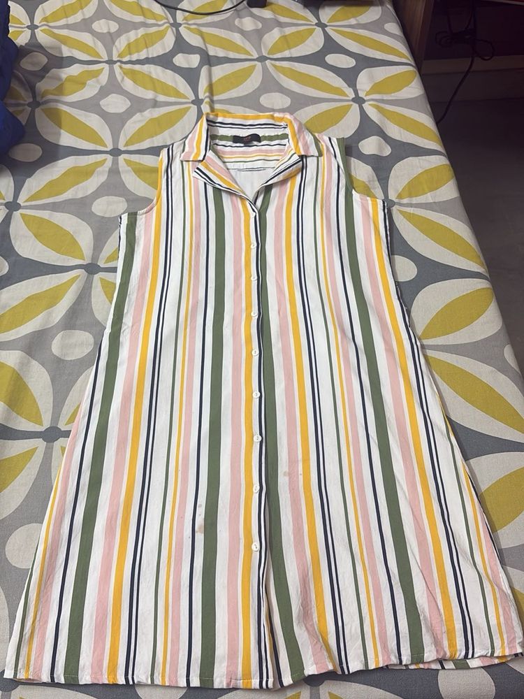 Striped Button-Up Midi Dress