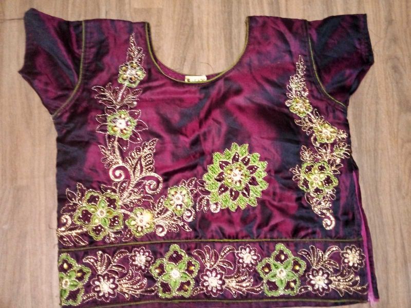 Embellished Purple Silk Top