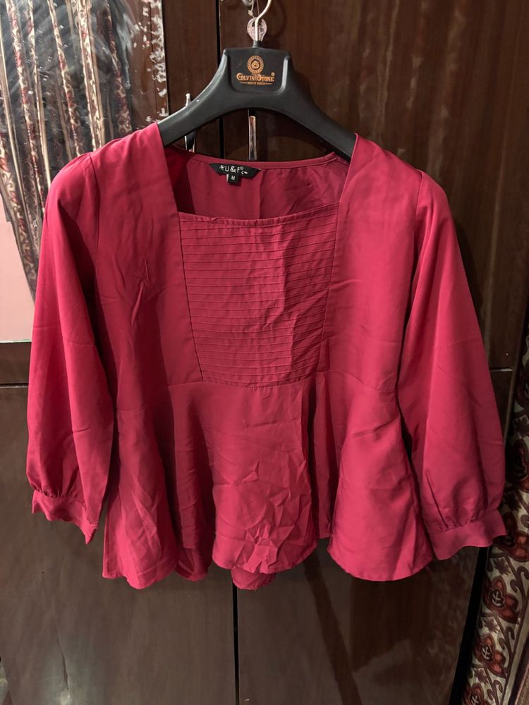 Stylish Red Peplum Top