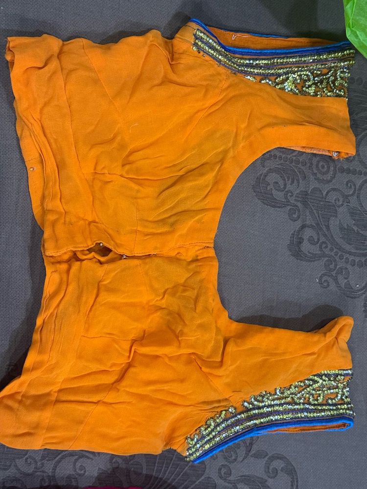 Orange Embellished Blouse