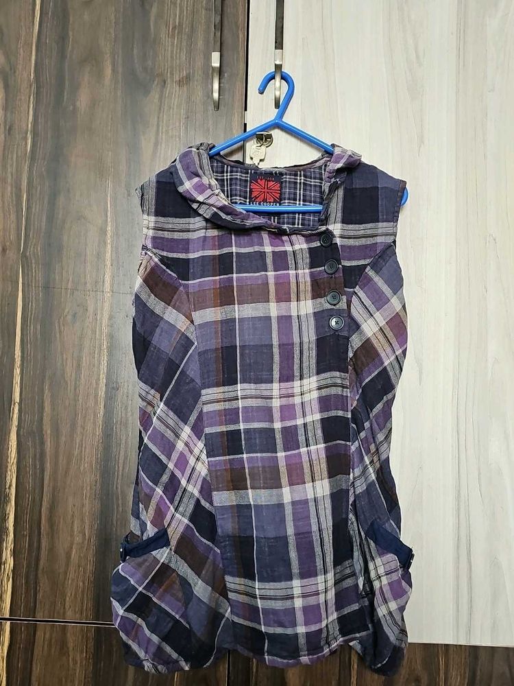 Purple Plaid Sleeveless Top