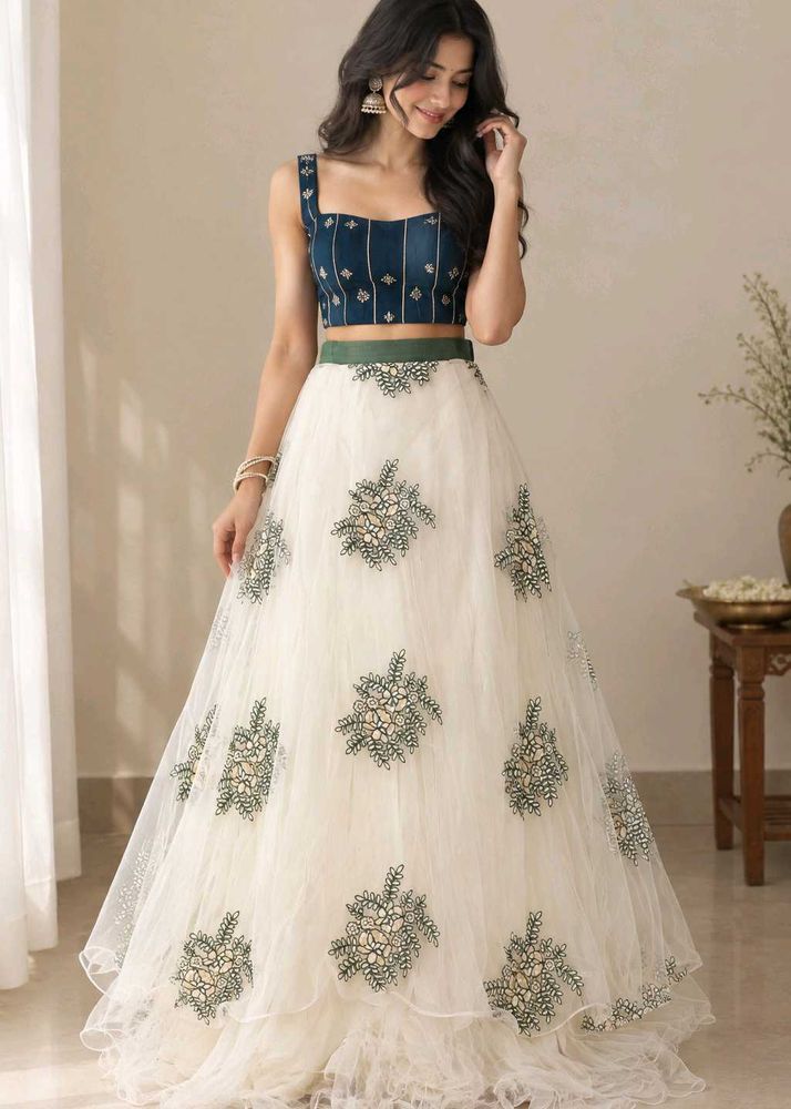 Ivory Embroidered Lehenga Skirt