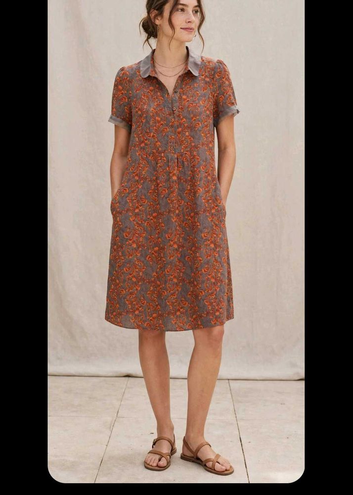 Floral Print Short Sleeve Shirt Dress