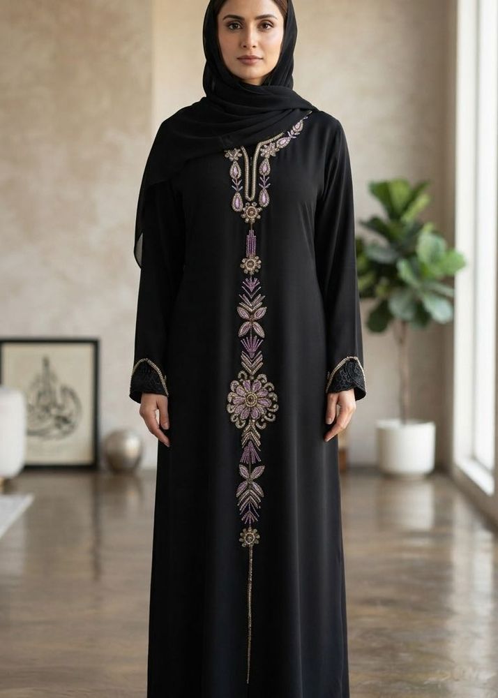 Embroidered Black Abaya