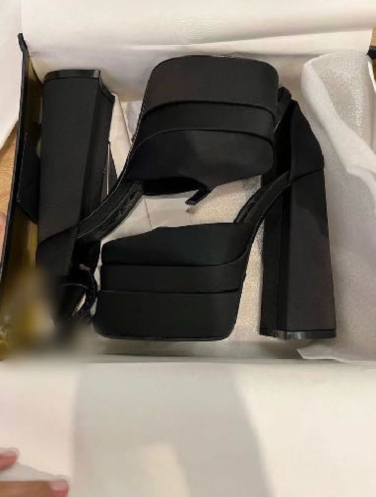 Black Platform Block Heels