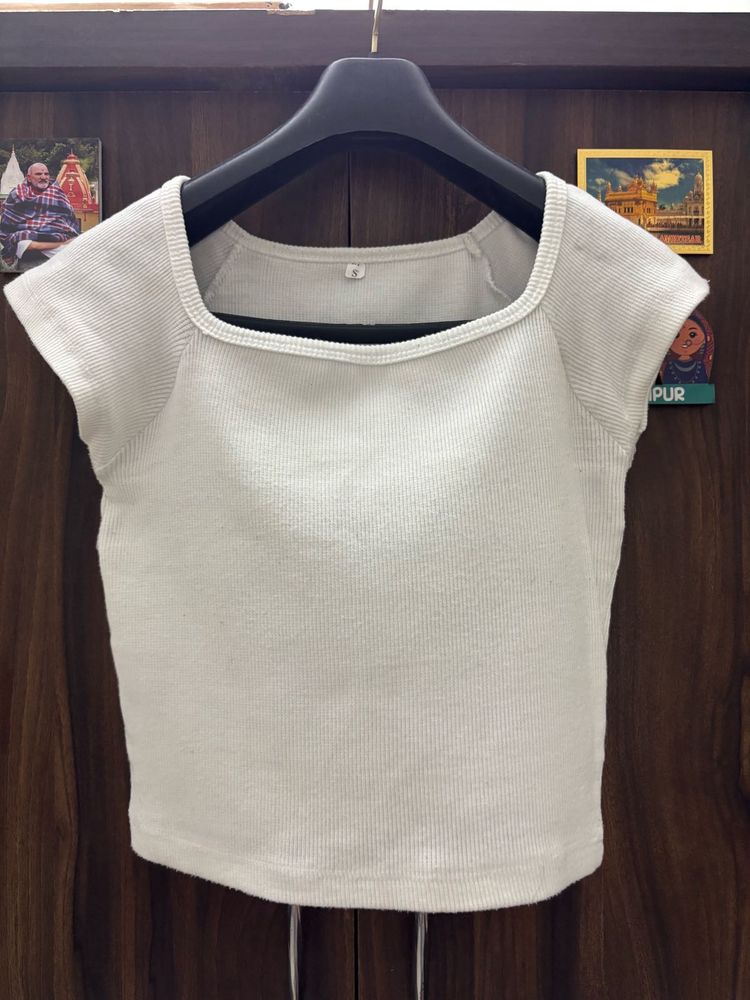 Women's White Square Neck Top