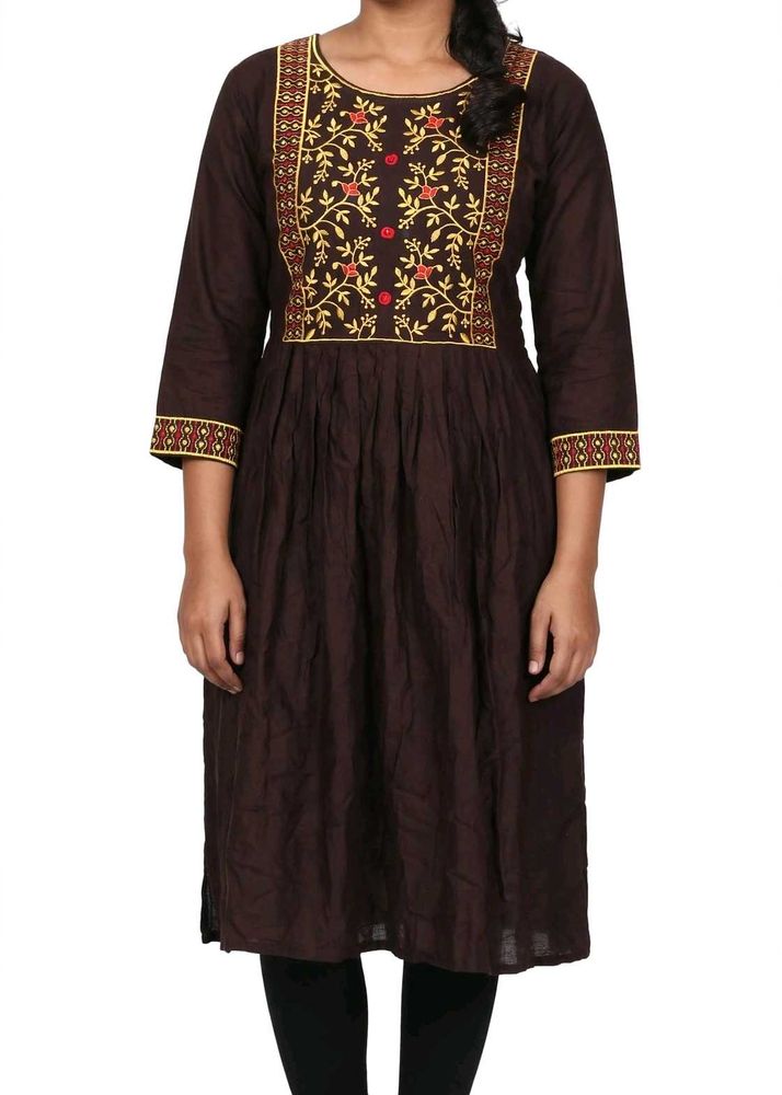 Embroidered Brown Kurta