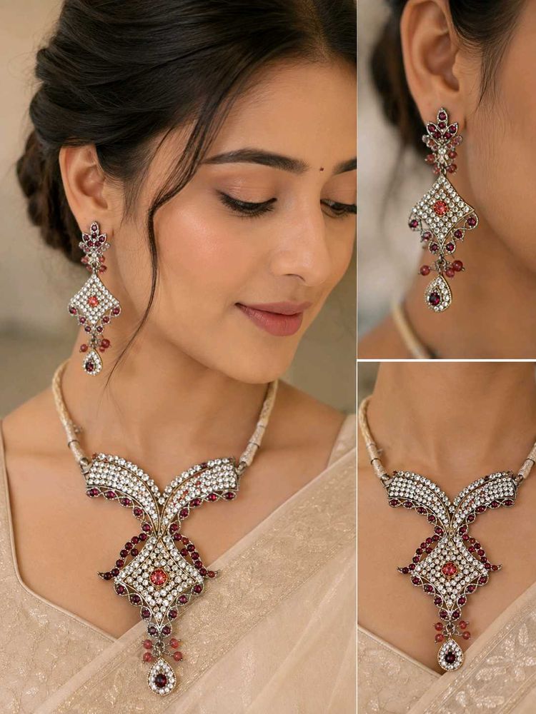 Elegant Oxidized Silver Necklace Set