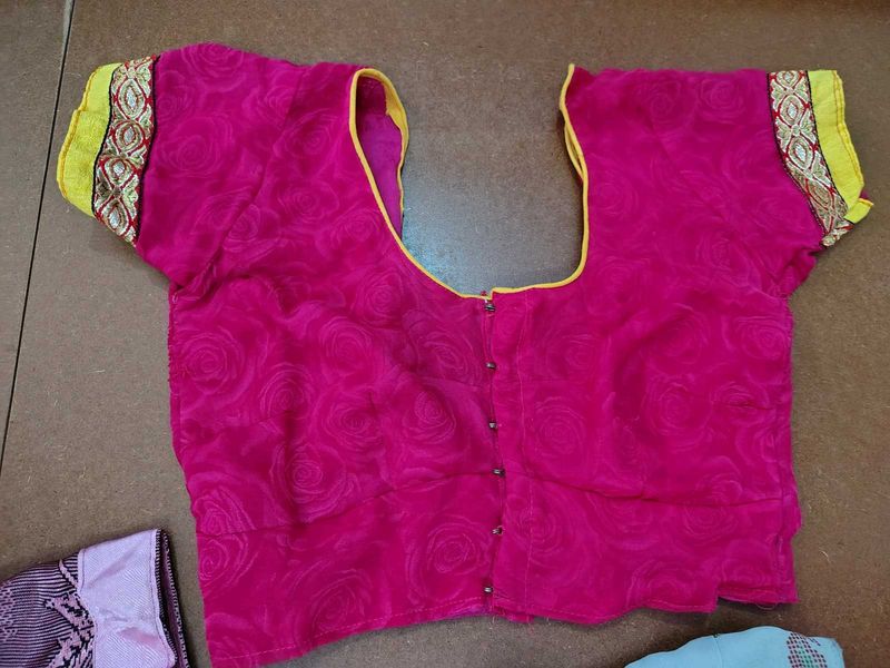 Vibrant Pink Rose Pattern Blouse
