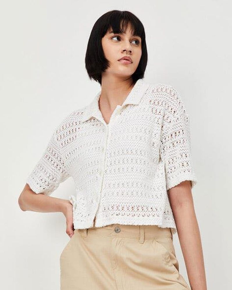 Crochet Button-Down Shirt