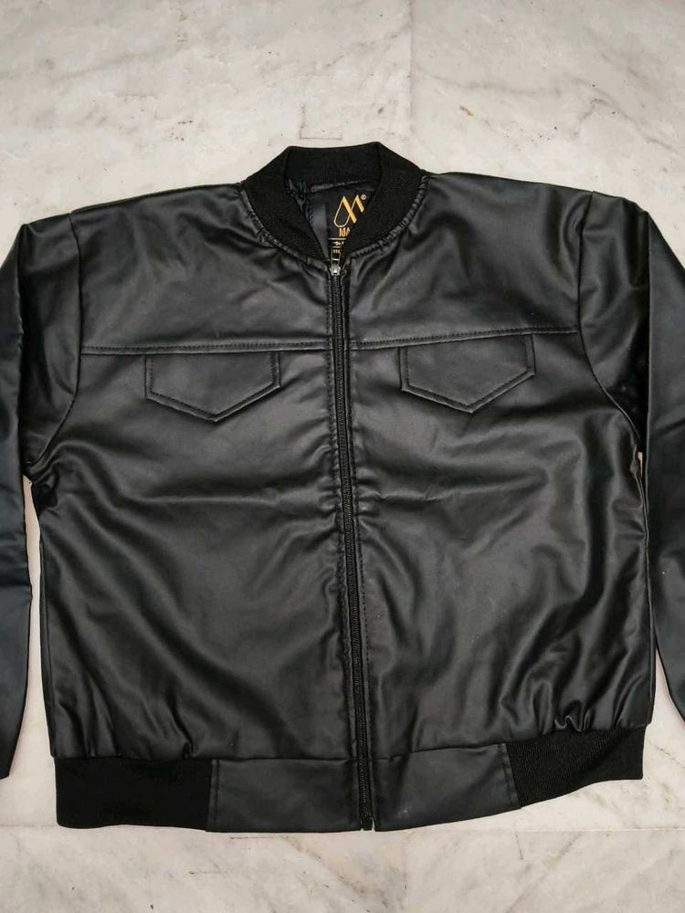 Women's Black Faux Leather Stylish Jacket